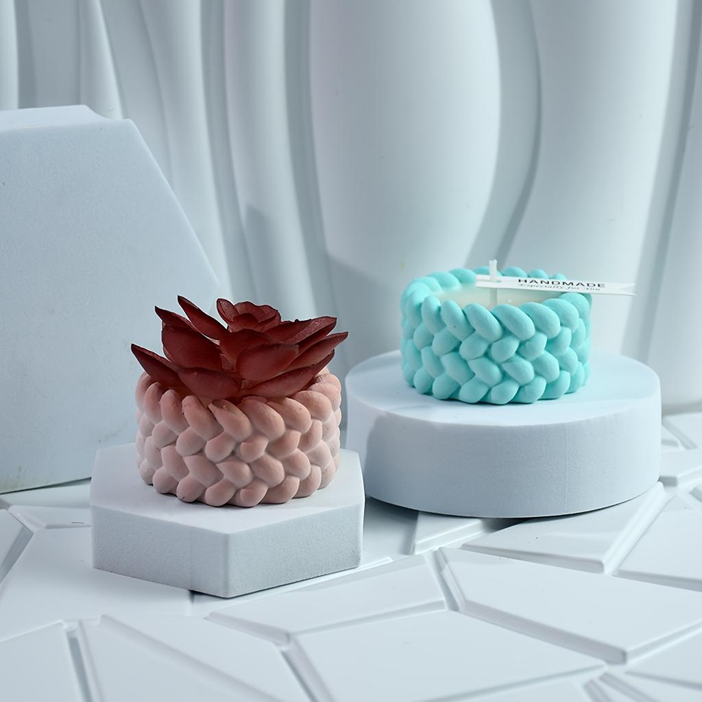 Silicone Resin Casting Molds, Round Cylinder Rope Design, DIY Crafts Candle Container, Plaster Resin Jewelry Holder, Handmade Storage Box Mold