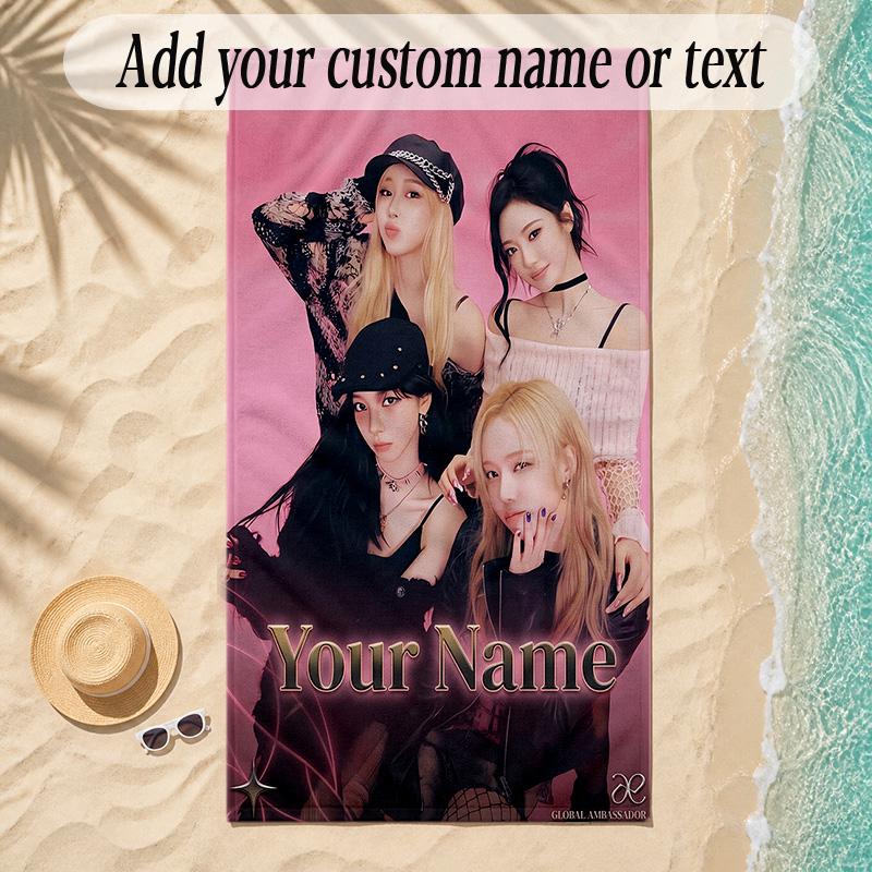 Beach Towelaespa Custom Name Text Personalized Soft Towel for Beach Pool Indoor Home Decor Gift