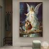 Vintage Guardian Angel with Children Canvas Painting  Prints and Posters Wall Art Picture for Home Children Room Decor Cuadros