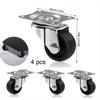 4pcs Casters Wheels Rigid Non Swivel Fixed Castor Wheels with Metal Top Plate Heavy Duty Mini Hard PP Wheels