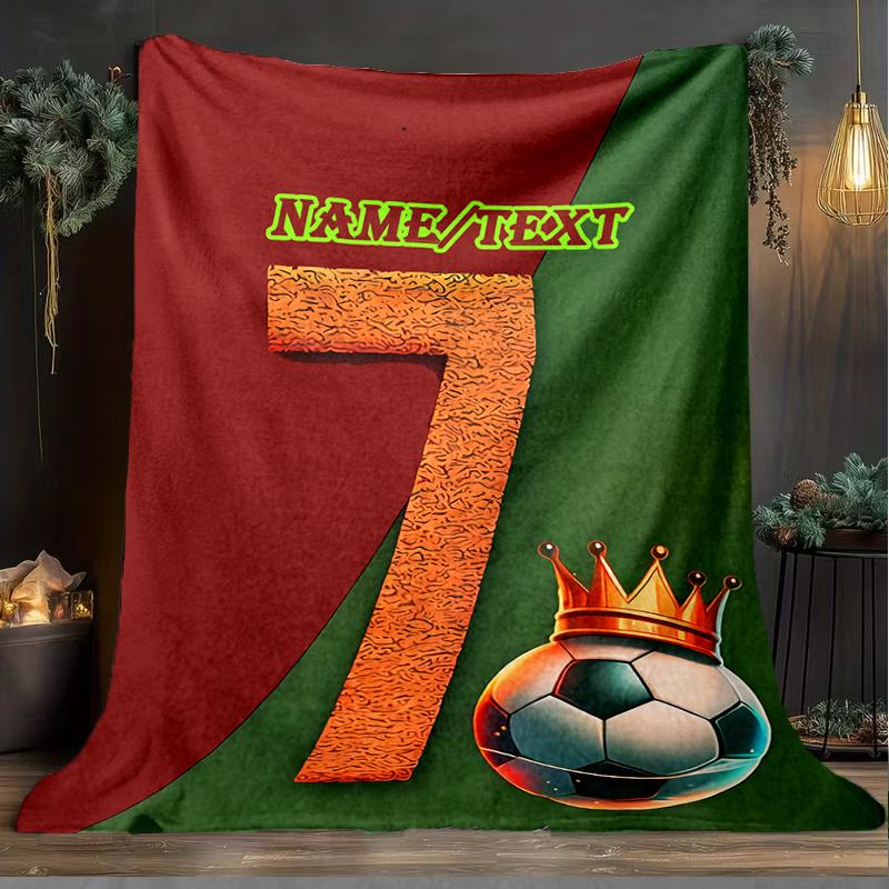 1PC Custom Name "Sports Number Seven" outdooor Flannel blankets Throw Blanket All-Season Throw Gift Bedspread for Couch, Bed, Camping Holiday Birthda