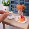 1 Set 1:12 Dollhouse Miniature Coffee Cup Cake Dessert Fork Spoon With Dinner Plate Kitchen Model Micro Landscape Decoration Toy