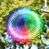 3D Wind Chimes Garden Decorative Stainless Steel Rainbow Tunnel Rotating Hanging Ornament for Country Style Outdoor Garden