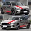 5 PCS Universal Red Car Racing Body Side Stripe Skirt Roof Hood Decal Sticker for All Cars PVC Decal