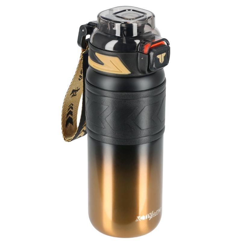 Thermal mug with straw, leak-proof, non-slip, 500ml - black gold
