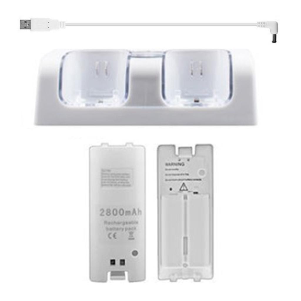2Pcs 2800mAh Rechargeable Cells and Wii Cell Charge Dock Stand for Wii Remote Switch Accessory