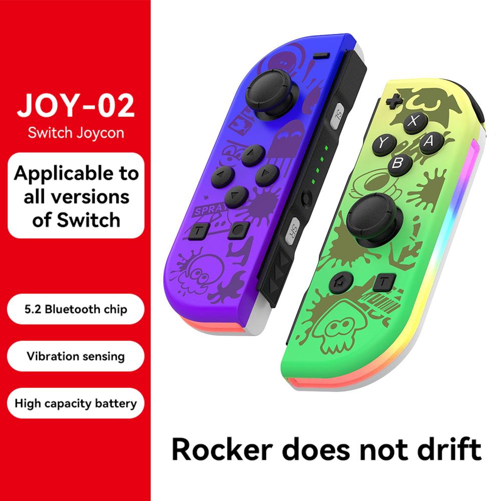 Контроллер Joy BT 5,2 RGB со светодиодным переключателем L/R, джойстик для Switch/Lite/Oled геймпадов JoyCon, джойстик с двойной вибрацией