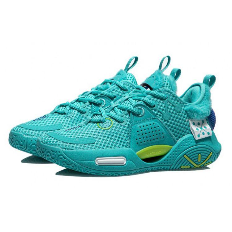 Li Ning All City 9 V1.5 Youth Edition Toy Story Collaboration Low Top Basketball Shoes Kids Sneakers Ocean-Blue ABPR033-4