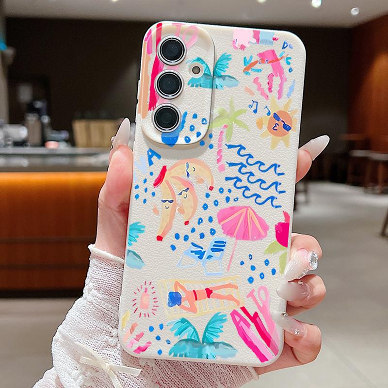 Мультяшный чехол-пенал для отпуска для Samsung Galaxy A57 A37 A17 A56 A36 A26 A16 A55 A35 A15 A54 A34 A14 5G Силиконовый чехол с текстурой кожи