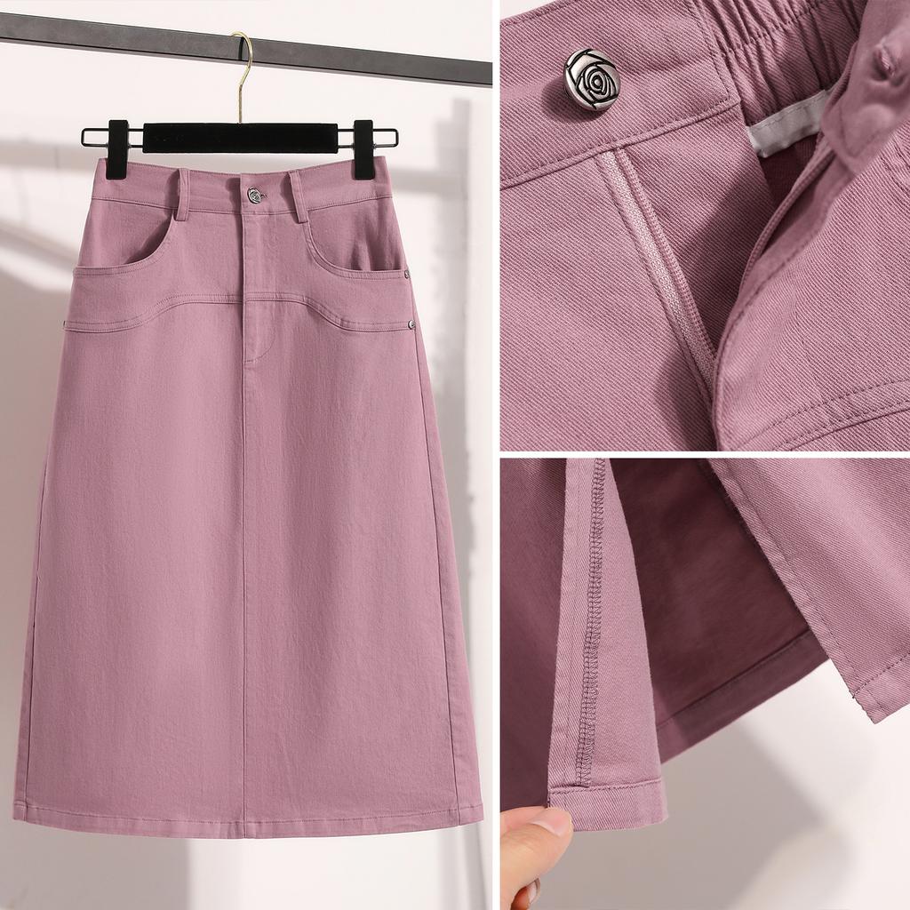 DIMANAF 2025 Большие размеры Новые весенние эластичные хлопковые юбки женские А-силуэта модная свободная юбка с высокой талией винтажное макси