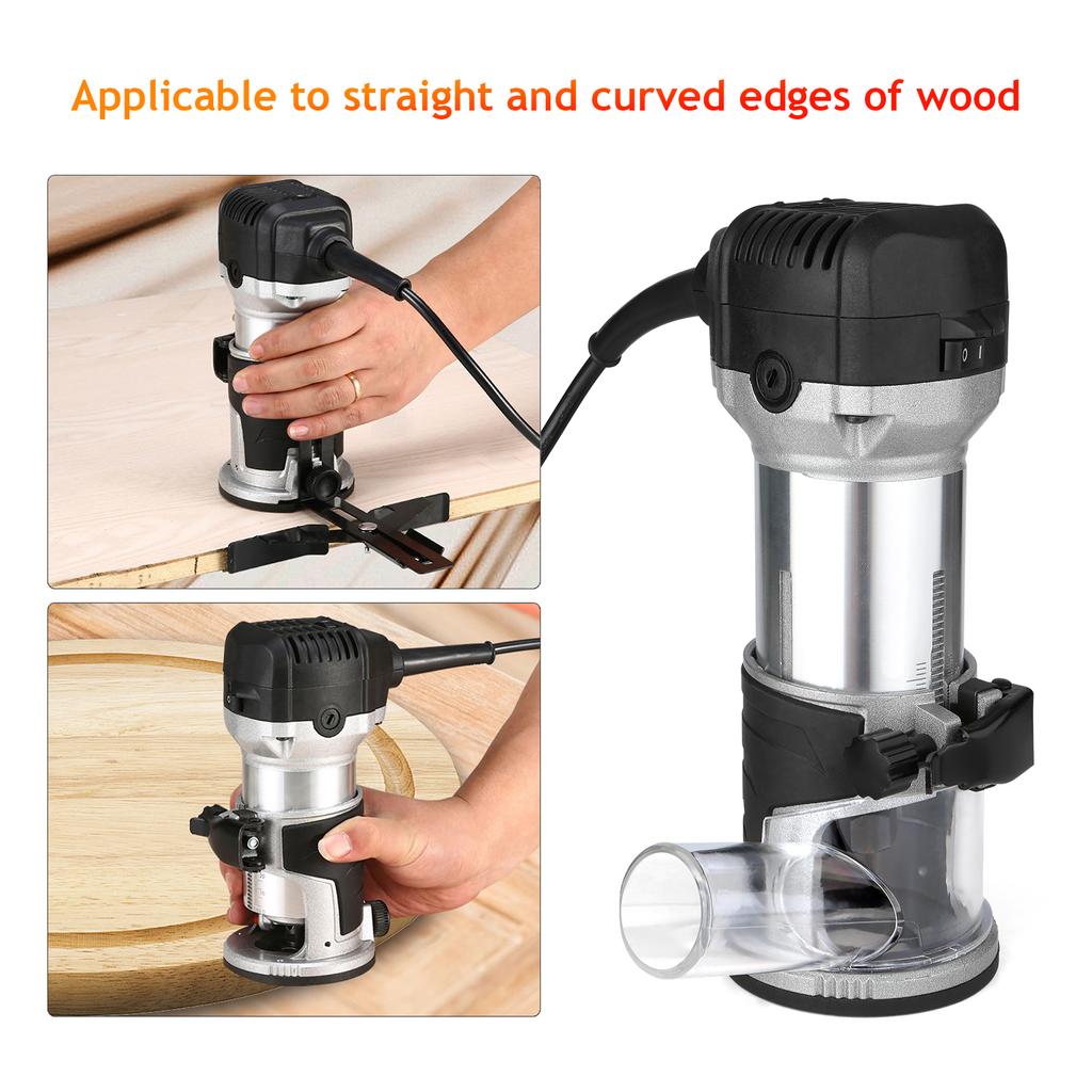 Ручной фрезерный станок по дереву, 220 В, 2000 Вт, электрический ручной триммер с 6 регулируемой скоростью и сменными 6,35 мм/8 мм