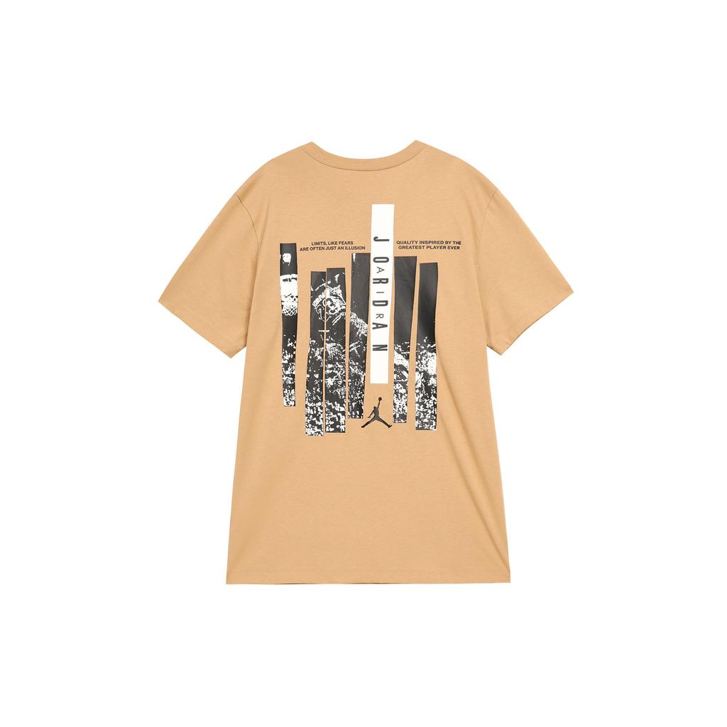 Jordan Брендовая мягкая и удобная повседневная футболка с коротким рукавом и буквенным принтом, мужские топы, нежно-желтый FD7026-200