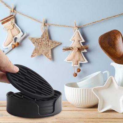 6 шт., набор силиконовых подставок с держателем, нескользящий коврик для чашек, стол для напитков, домашний декор, защита столешницы, круглый горячий