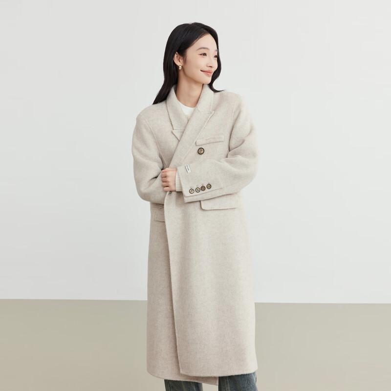 Elva' Island Women's Winter Wool Double-faced Long Coat