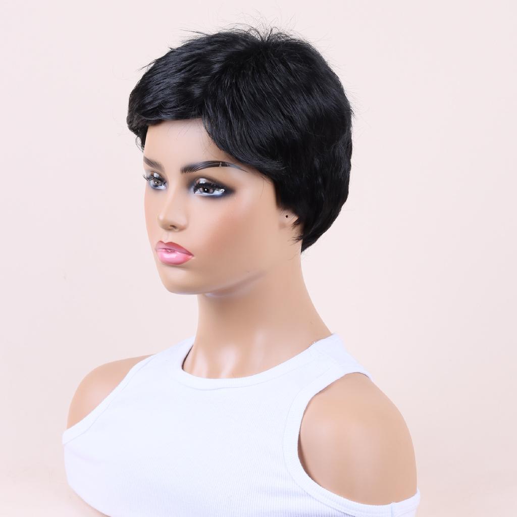 Female Black Brown Wig Women Layered Wigs With Bangs Ladies Natural Wavy Short Wig Daily Use Party Cosplay Heat Resistant Fiber