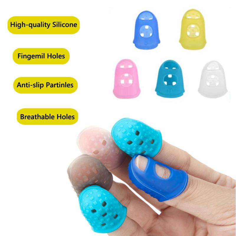 5/10Pcs Silicone Finger Sleeve Slip Anti-scalding Needle Flip Book Money Playing Piano Thimble Tip Hollowed Out Breathable