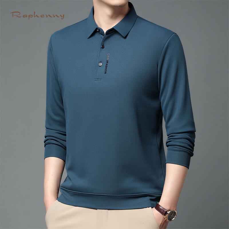 Мужская рубашка-поло Raphenny однотонная Business Casual с длинным рукавом OZ875