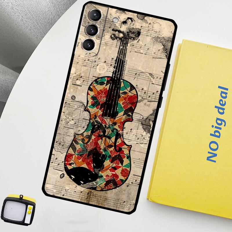 Music Violin Phone Case For Samsung Galaxy S25 Ultra S20 S21 S22 S23 Plus S24 Ultra S9 S10 S25 FE Cover