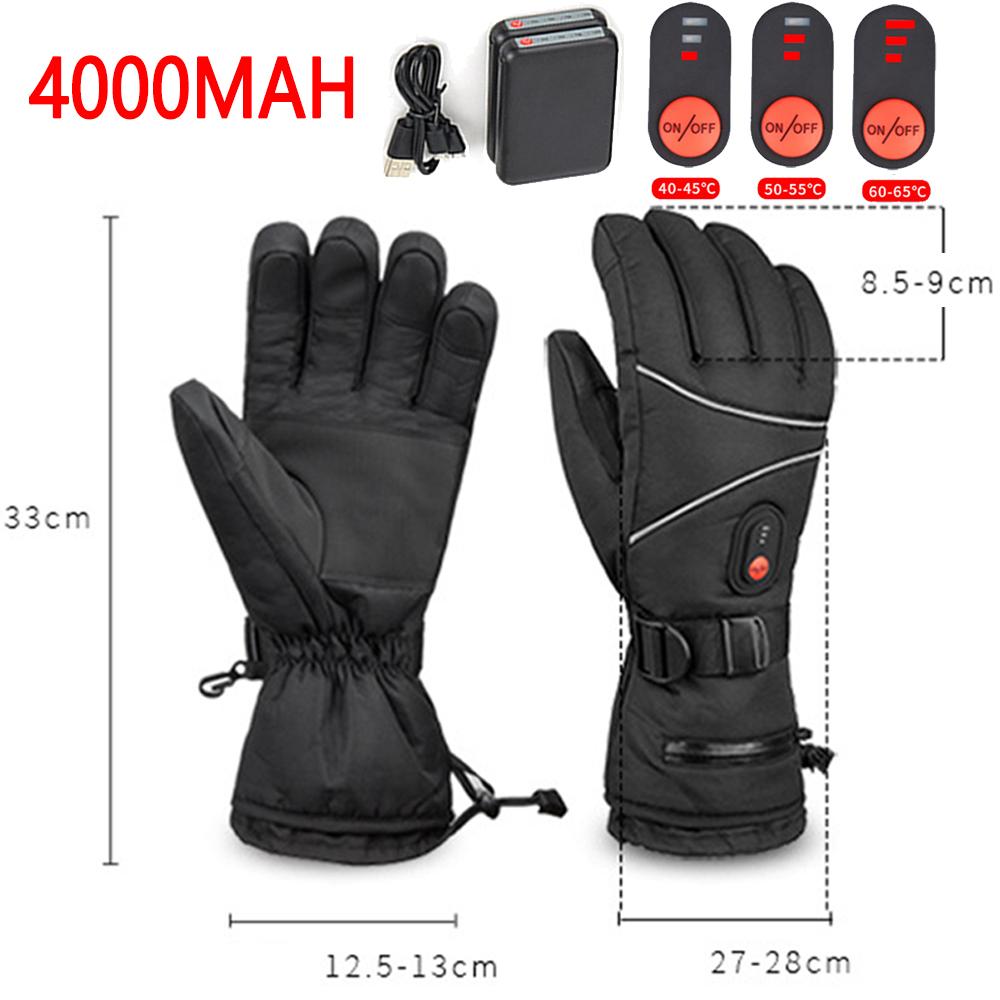 Зимние теплые перчатки с подогревом для мотоспорта, электрические термоперчатки, водонепроницаемые перчатки с подогревом и возможностью подзарядки для катания на лыжах, охоты, рыбалки