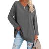 Spring and Autumn Ladies Blouse Long Sleeve Multicolor Loose Drop Shoulder Sleeve V-neck Solid Color Female Tops