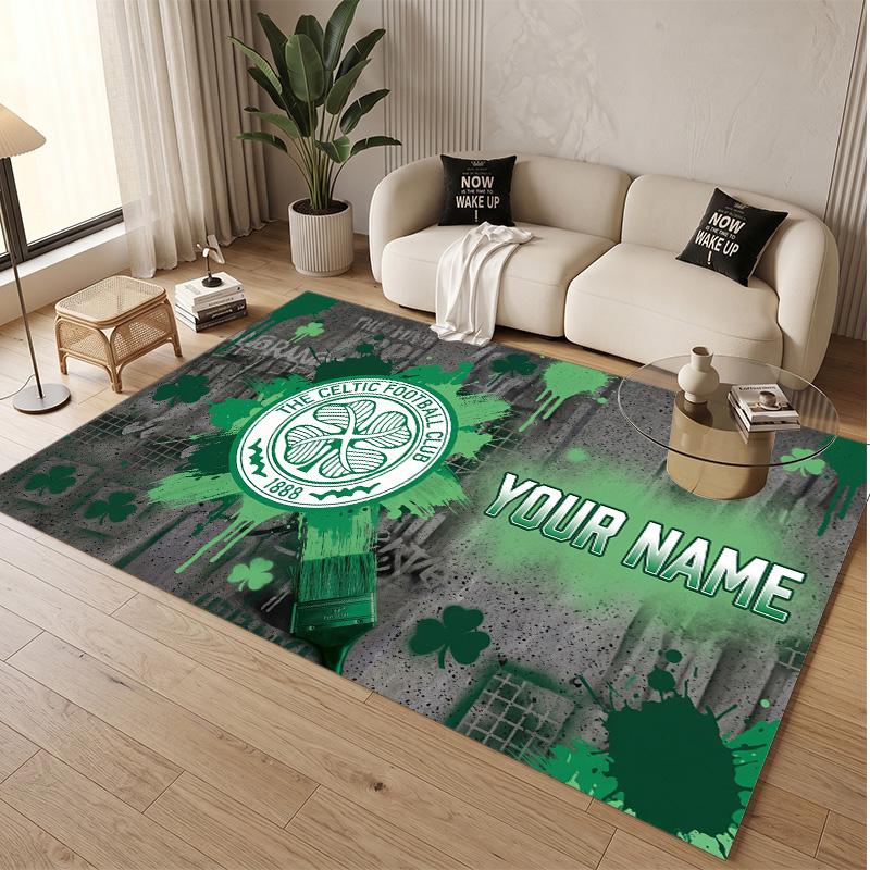 Personalized Crystal Velvet Carpet Celtic FC Pattern Non Slip Floor Rug