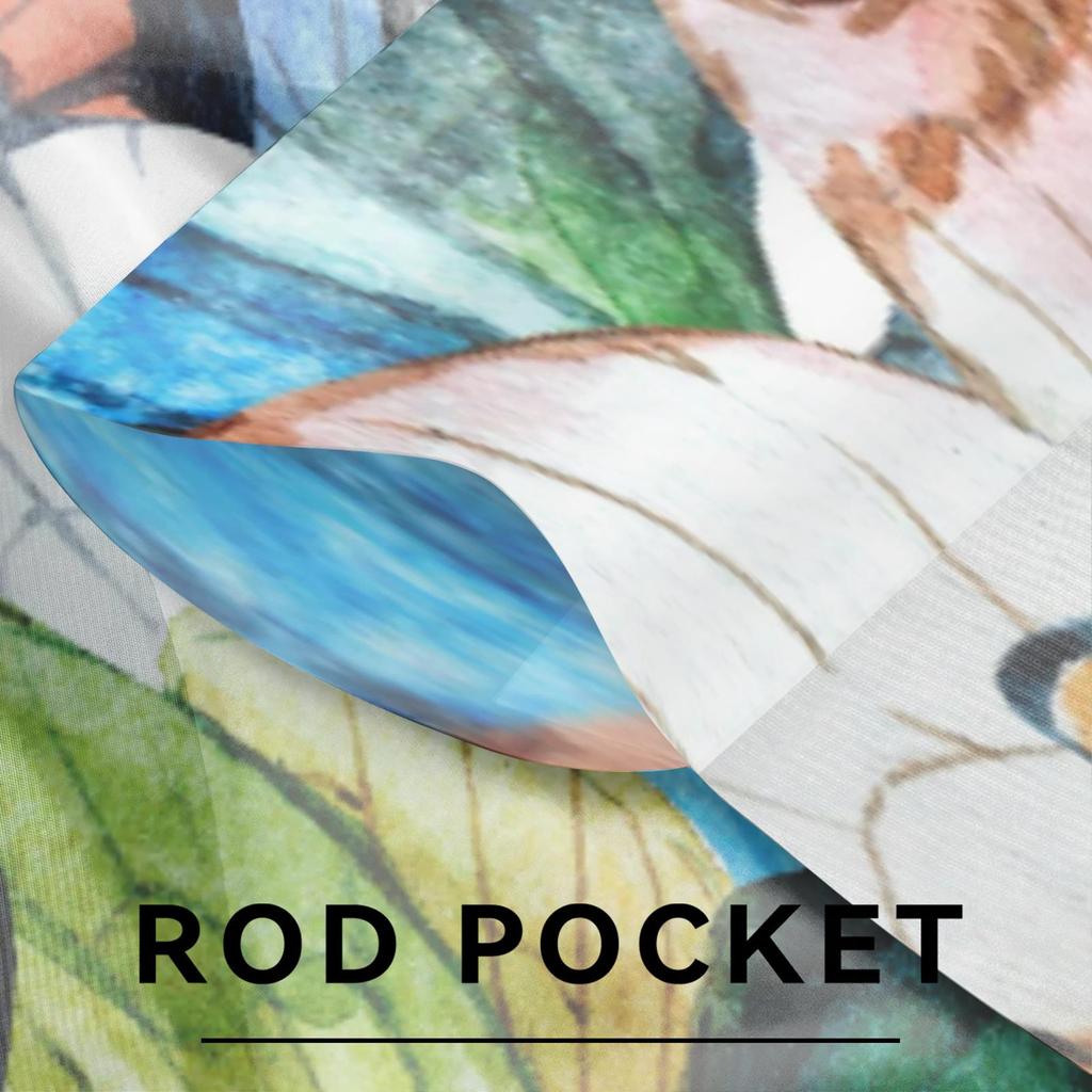 Herdesings Butterfly Colorful Sheer Tulle Curtains Chiffon Drapes 2 Panels Window Curtains for Living Room Bedroom Kitchen Decor