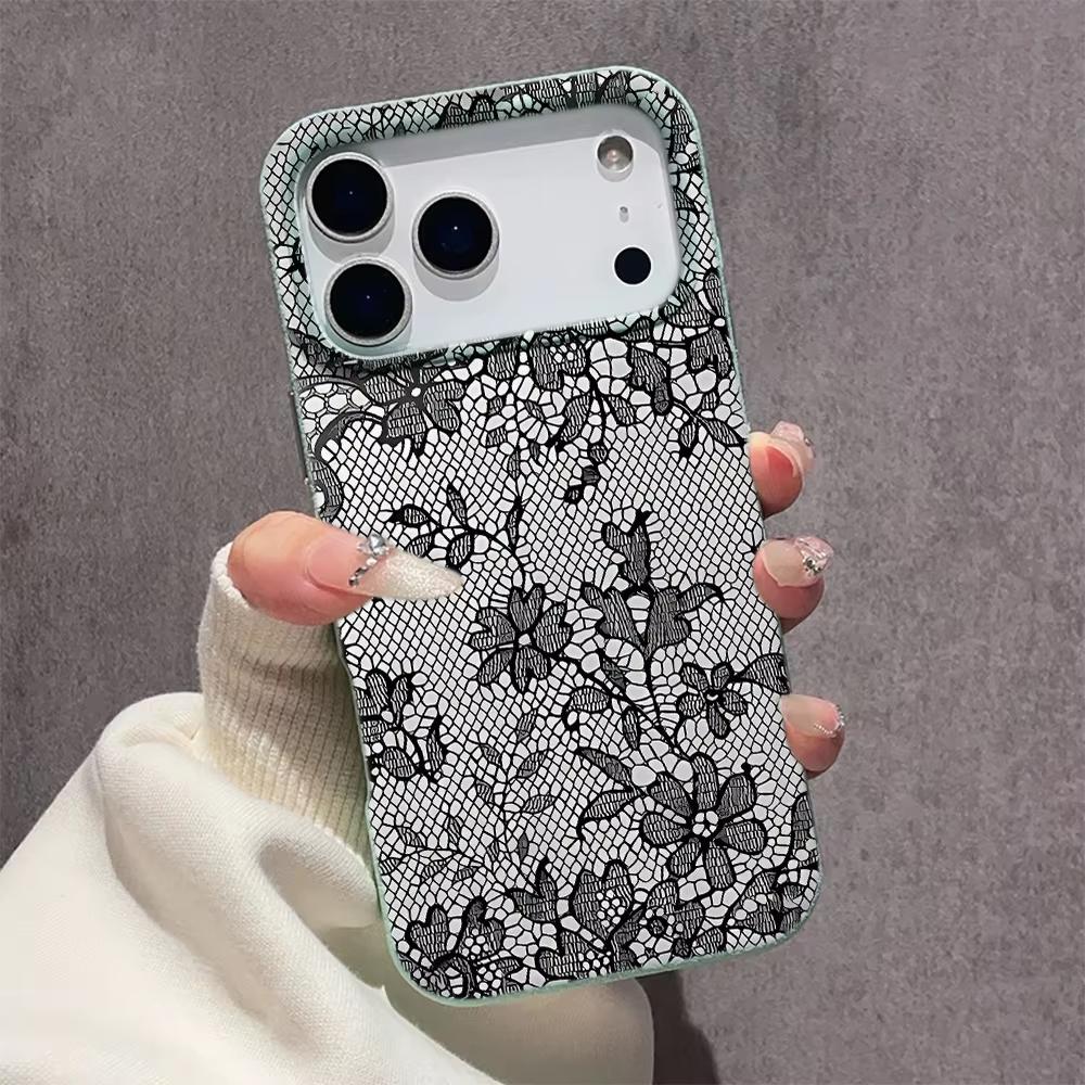 Чехол в кружевном стиле для iPhone 17 Pro Max 16 Pro 15 14 11 13 12 11 16E 17Air XR XS, текстура личи, мягкая крышка