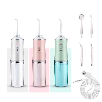 Ирригатор для полости рта, портативный стоматологический ирригатор, USB перезаряжаемый водоструйный нить, зубочистка, 4 струйных наконечника, 220 мл, 3 режима, IPX7, 1400 об/мин