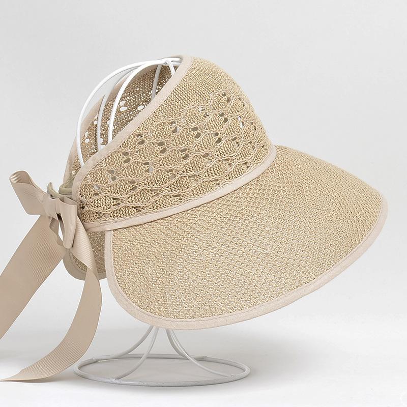 Летние модные шляпы от солнца с хвостиком для женщин, соломенная шляпа с бантом и широкими полями, пустая шляпа-ведро, женские полые панамские кепки