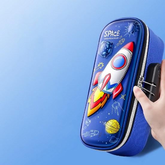 Сумка-карандаш, двухслойная 3D-печать, гладкая двойная молния, дизайн с паролем, милый узор кролика, компактная коробка для канцелярских принадлежностей с ручкой, ежедневное использование