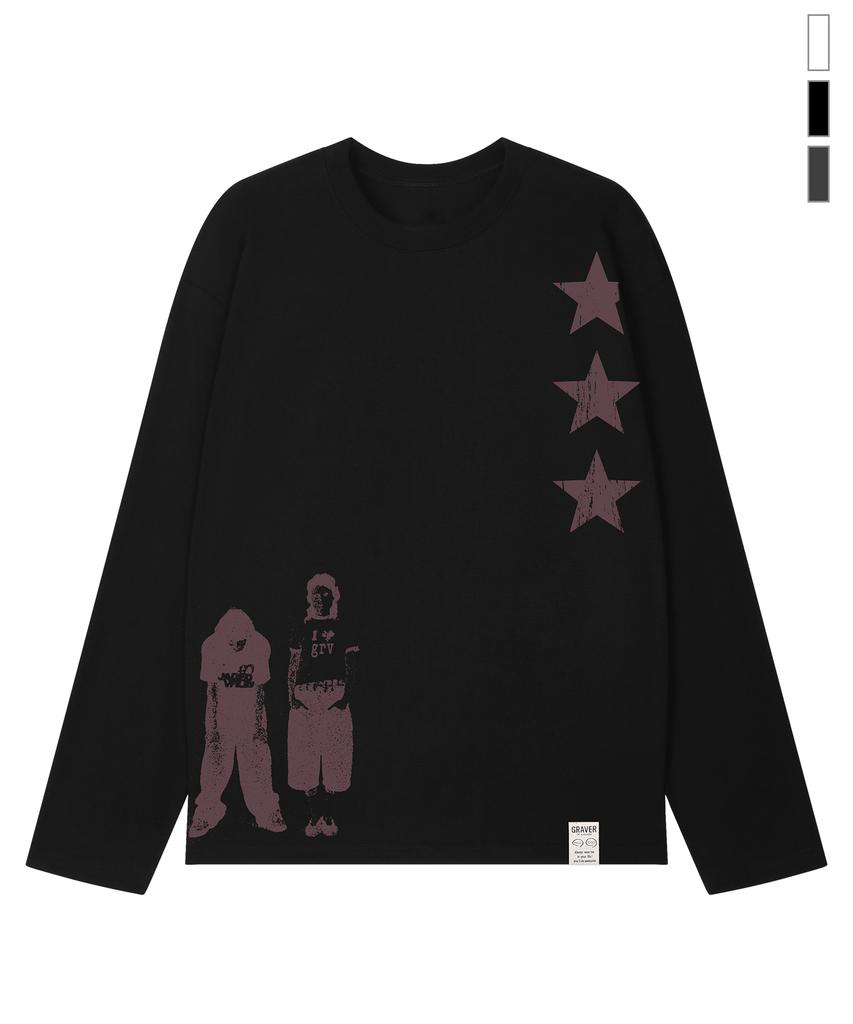 GRAVER [Unisex] Star 3 Long Sleeve T-Shirt_3Color