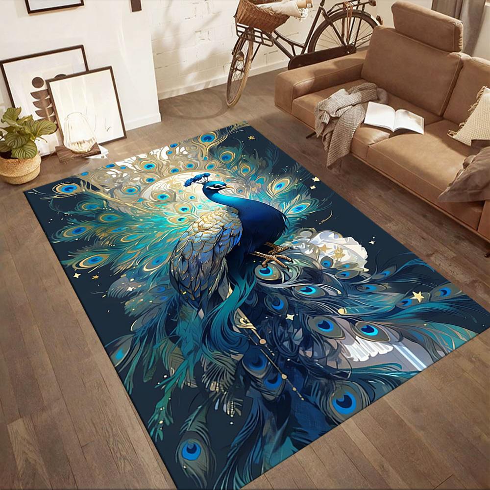 Elegant Peacock Fantasy Art Floor Mats for Living Room, Bedroom and Room Decoration Are Suitable for Gifts.