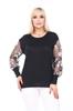 Женская блузка большого размера, черная гибкая блузка больших размеров 18B-2503