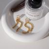 Uworld Classic 18K Plated Gold Color Square Zircon Earrings Women Two Asymmetrical Chain Tassel Earring Stainless Steel Jewelry