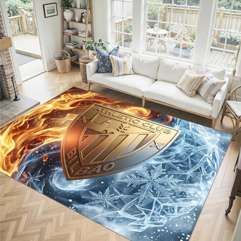 Athletic Bilbao Football Design Crystal Velvet Carpet Cozy Non?Slip Printed Rug For Bedroom Living Room Entrance
