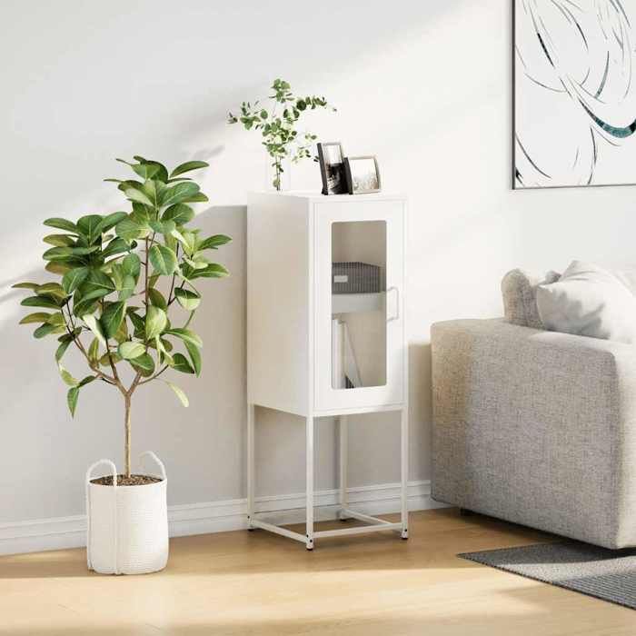 VidaXL Buffet blanc 36x39x107 cm acier laminé à froid, meuble de rangement, meuble de rangement de cuisine, meuble de 853403