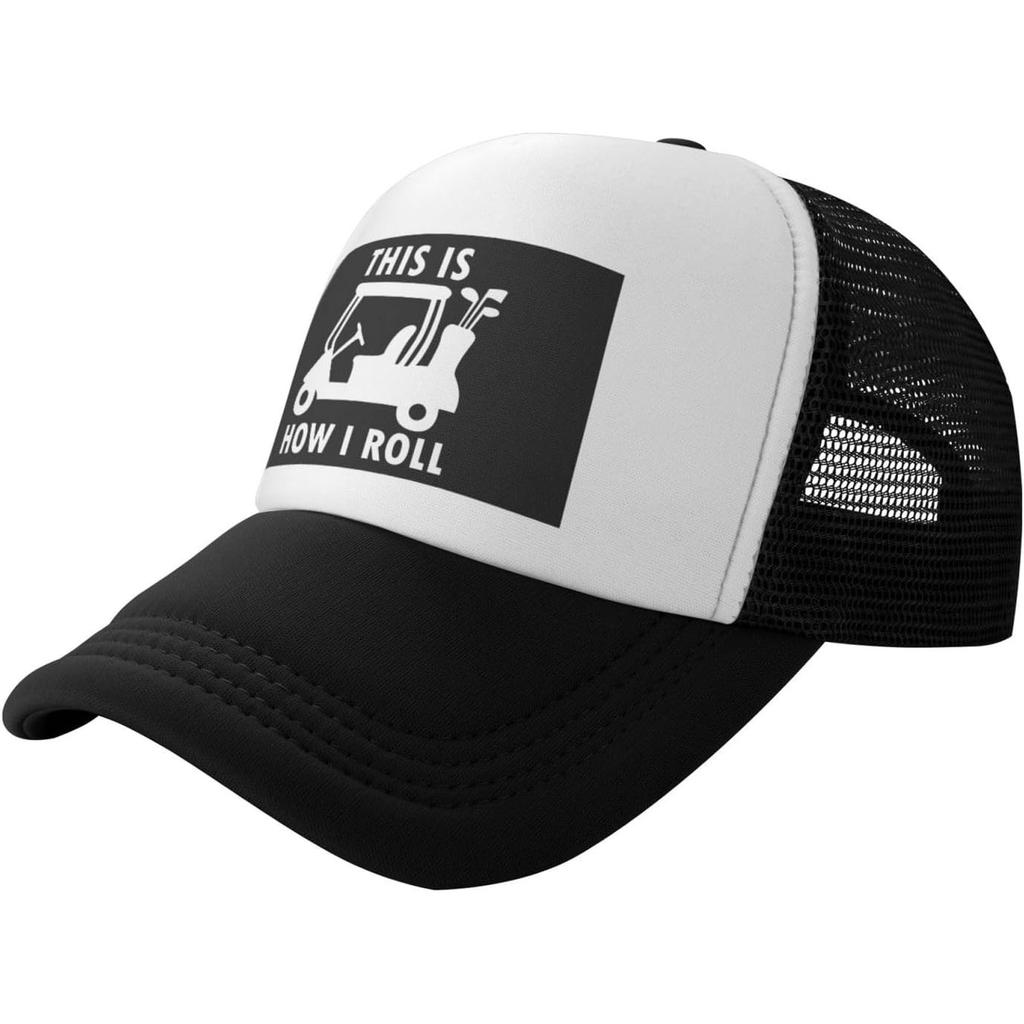 Golf Cart This Is How I Roll Trucker Hat Funny Golf Print Mesh Snapback Cap for Golfers