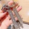 Creative Phone Number Plate Keychains Luxury Rhinestone Anti-lost Metal Keyrings Car Keyholder Accessories Gifts Souvenir