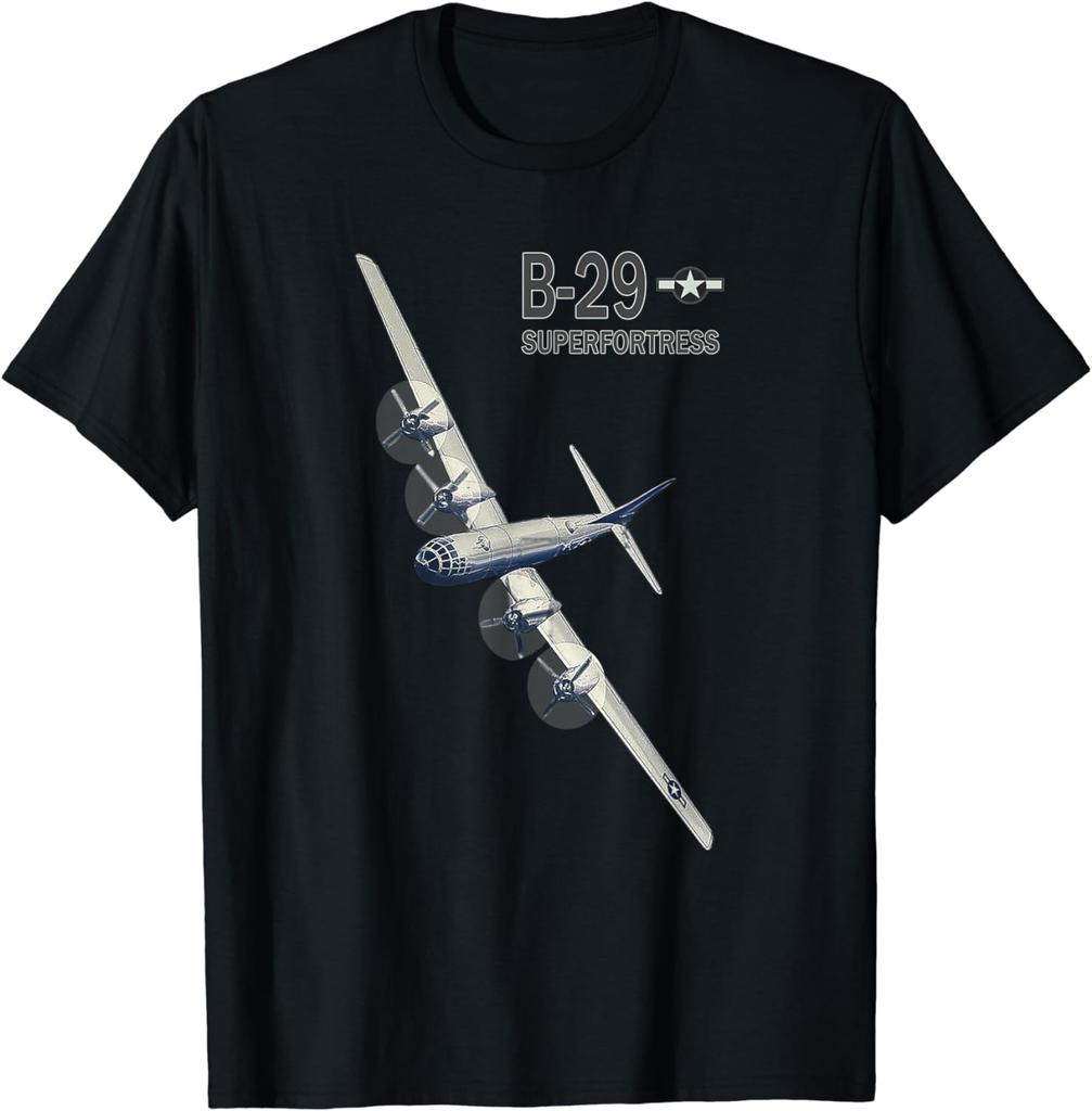 Футболка с изображением бомбардировщика B29 Superfortress ВВС США времен Второй мировой войны 100% хлопок Круглый вырез Летняя с коротким рукавом Повседневная мужская футболка Размер S3XL