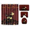 Halloween Shower Curtain Floor Mat Combination Four-Piece Set Bathroom Toilet Carpet Shower Room Mat Foot Mat