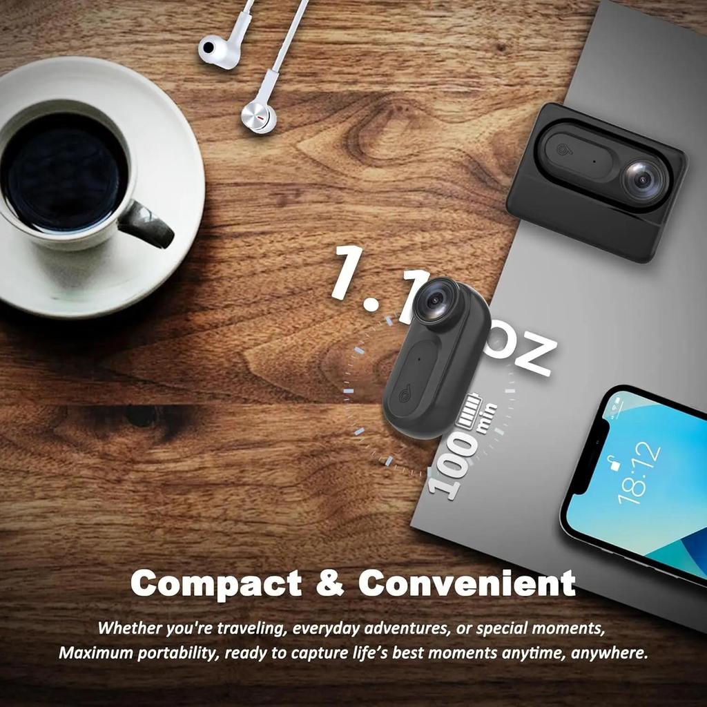 VD02 1080P Водонепроницаемая 2 метра Экшн-камера-миниатюра POV-камера Маленькая магнитная нательная камера Портативная камера для видеоблогинга, Свободные руки