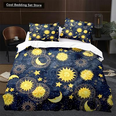 Пододеяльник Sun Moon King Queen в стиле бохо-магии, комплект постельного белья для подростков и взрослых, золотистое экзотическое племя, 23 шт., полиэстеровое одеяло