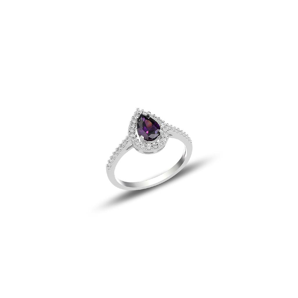 Серебряное кольцо с подвеской из родия и сапфира