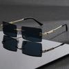 1 Pair Men's Retro Square Fashion Glasses Lightweight Frameless Design Casual Attire Stylish Frames Urban Style
