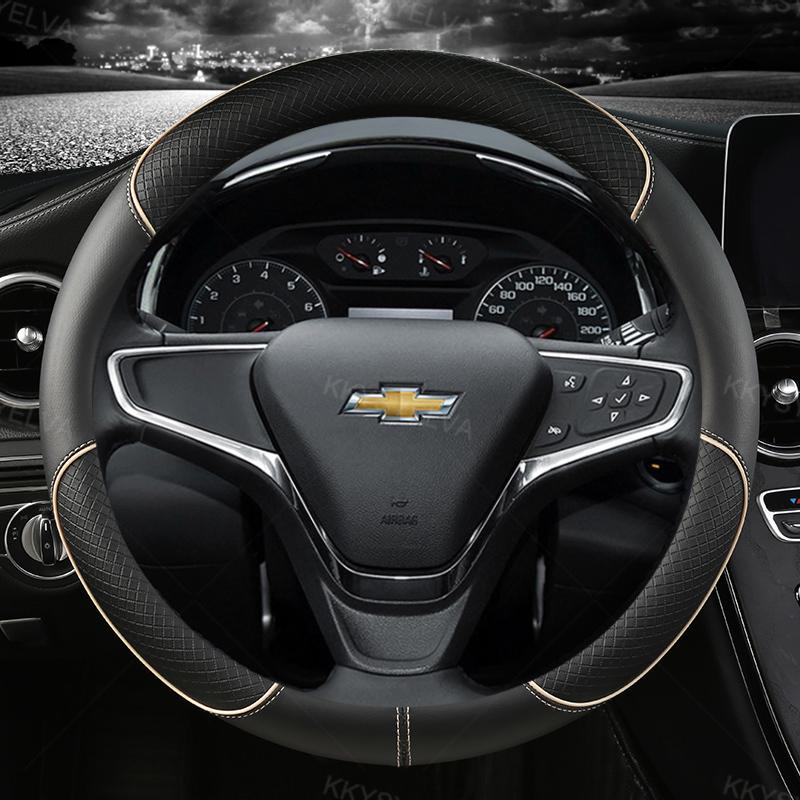 Автомобильный чехол на руль 38 см 15 дюймов, кожаный для Chevrolet Cruze Malibu Sail Spark Captiva Equinox Trax/Tracker AVEO Lova RV