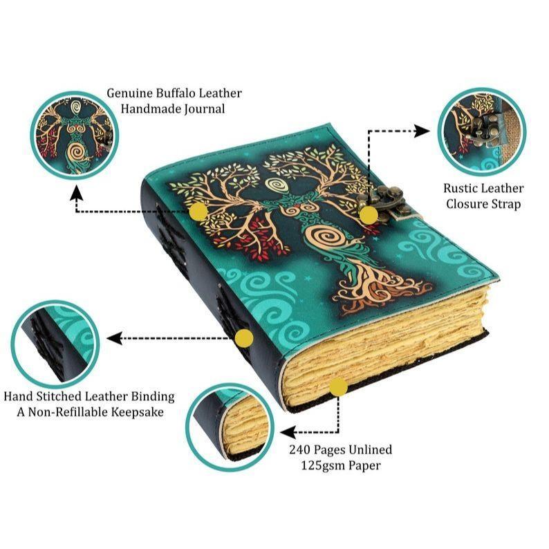 Книга заклинаний теней, пустой журнал «Мать земли», красочная бумага с декольными краями, винтажный кожаный блокнот без подкладки, ежедневный дневник 7x5 дюймов