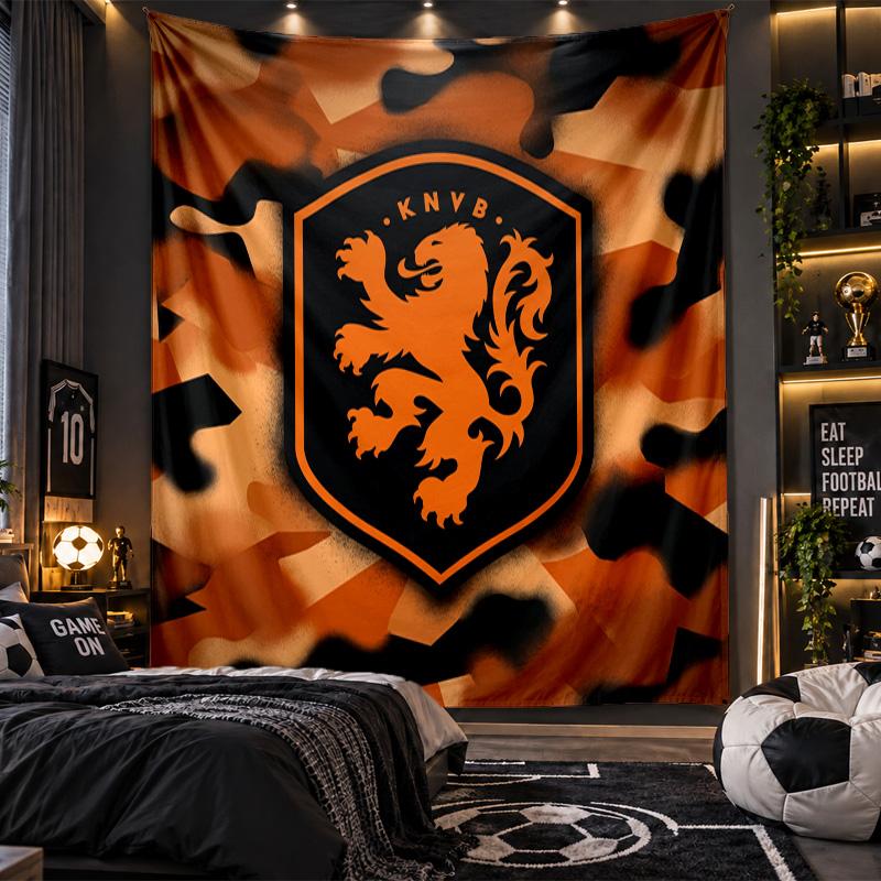 Wall Hanging Tapestry Netherlands Football Print Cloth for Living Room Bedroom Home Decor