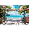 Summer Seaside Party Backdrops For Photography Tent Fruits Beach Palm Trees Holiday Camping Party Background Decor Photo Studio
