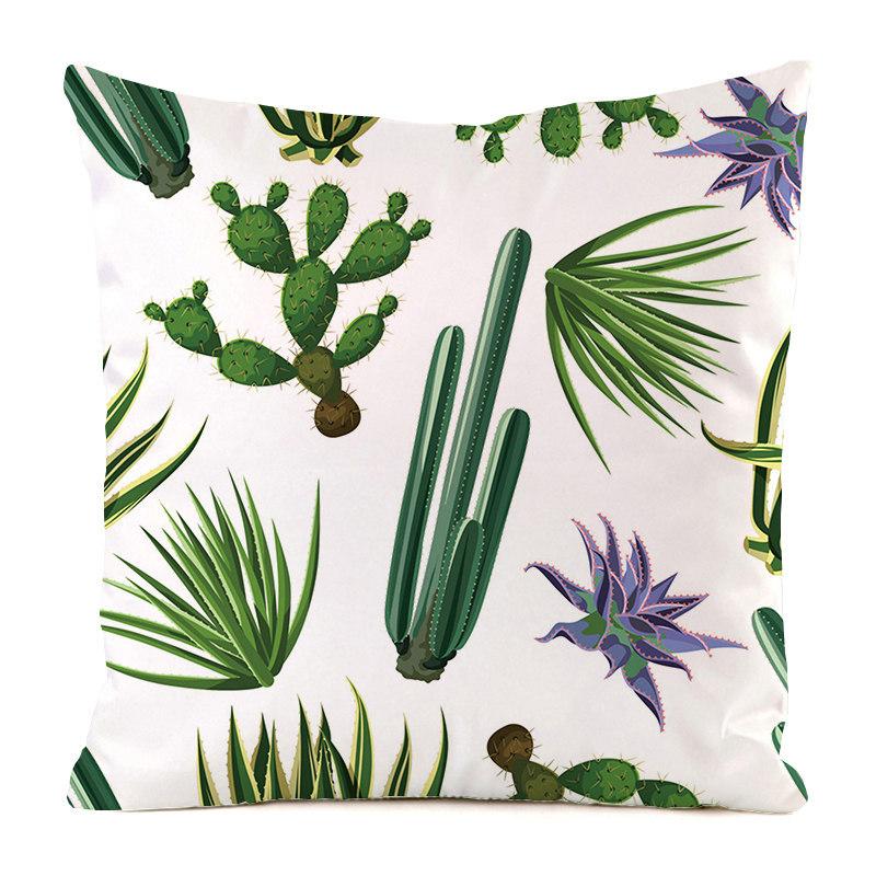 Cartoon Minimalist Cactus Style Digital Printing Short Plush Pillow Covers For Car Sofa Office Cushion Cover Home Goods