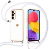 Чехол-ремешок - Samsung - Galaxy M13 - Гибкий TPU - Ударопрочный - Узор Сердце - Белый